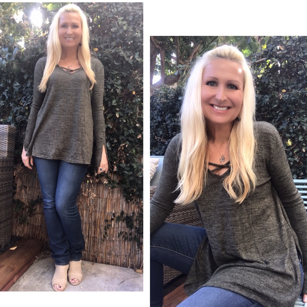 ☕️Lovely Forest Green Crisscrossing Top🌟